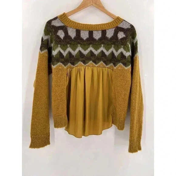 Siste's Made in Italy Gorgeous Mixed Fabric Design Mustard Yellow/Green XSMALL - Picture 7 of 10